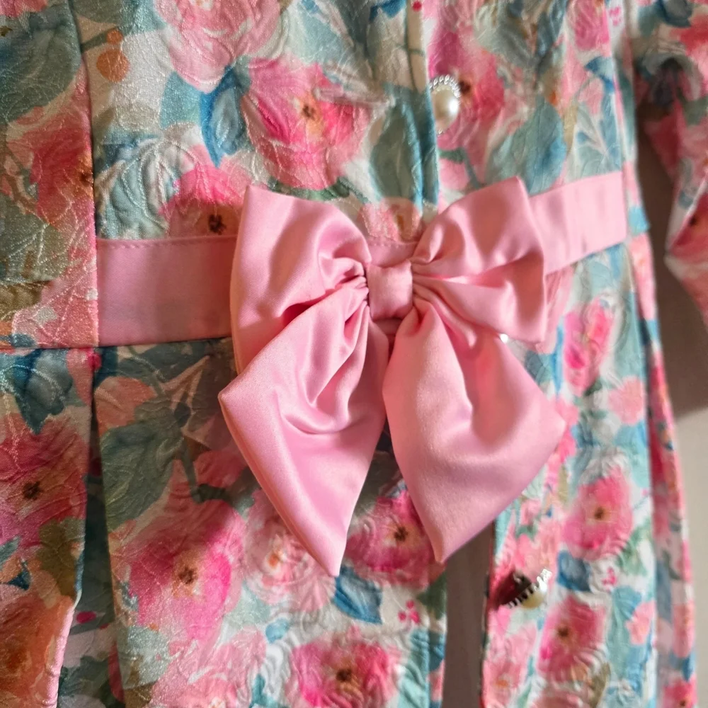 Blueberi Boulevard Floral Dress And Coat Set Girls Size 5 Pink Easter Party